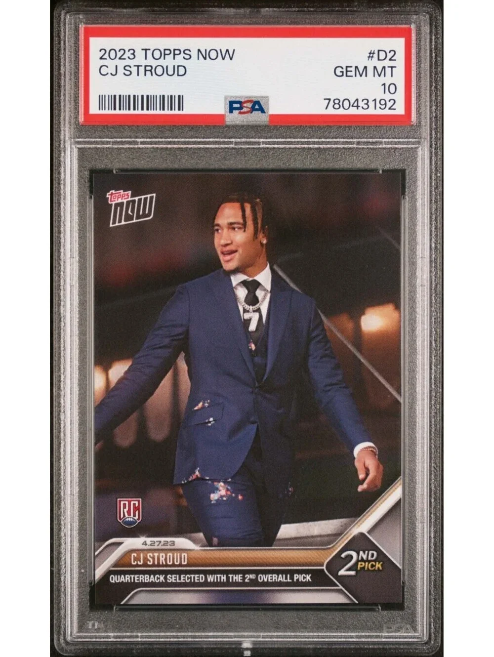 2023 Topps Now Draft CJ Stroud #D-2 Rookie Card (RC) Texans PSA 10